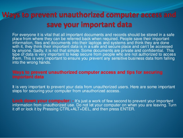 How To Prevent Unauthorized Access To Data On Your Computer
